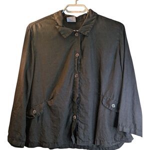 Click Linen Baggy Blouse Jacket M Made In Usa